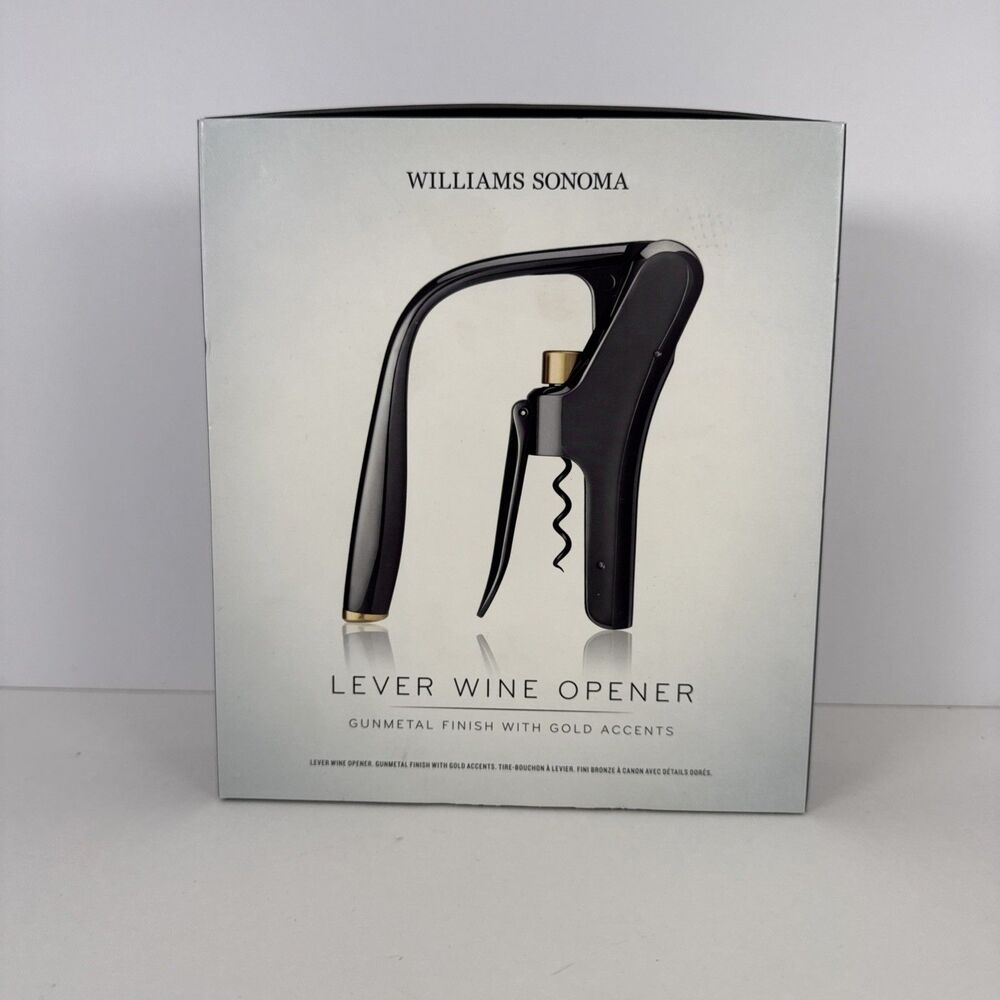 Williams Sonoma Wine Lever Opener Gunmetal W/ Gold Accents